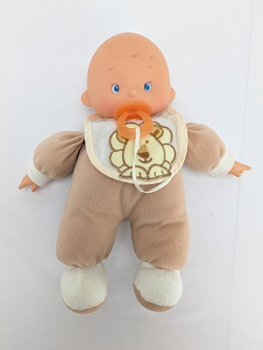 Vintage Cititoy Baby Doll Vinyl Head Stuffed Plush Body Blue Eyes Pacifier 10"